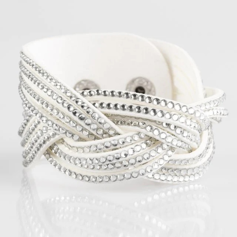Big City Shimmer White Snap Bling Bracelet - Picture 2 of 2